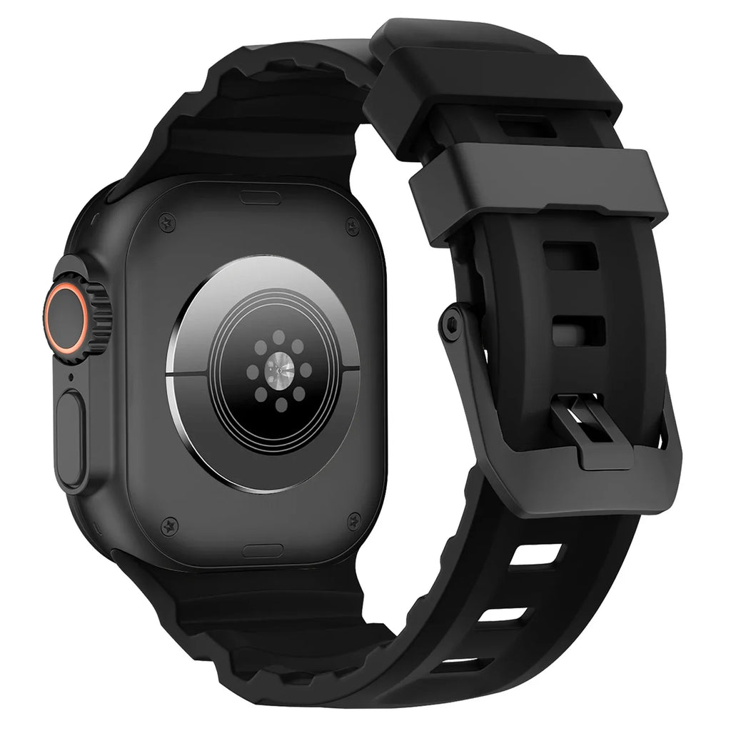 Ανταλλακτικό λουράκι για Apple Watch από παχύ μαύρο σιλικόνη