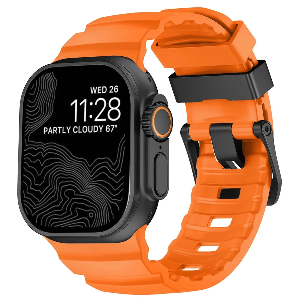 Ανταλλακτικό λουράκι για Apple Watch από παχύ πορτοκαλί σιλικόνη