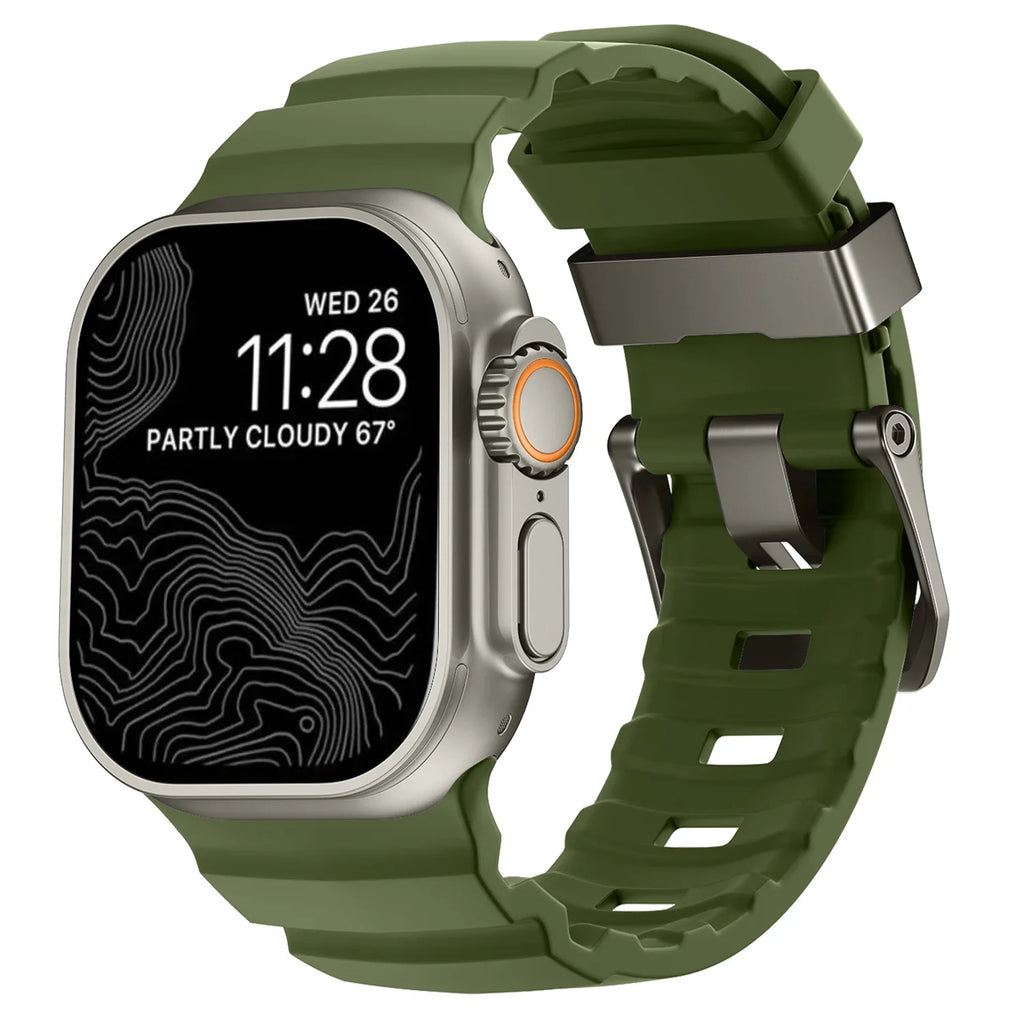 Ανταλλακτικό λουράκι για Apple Watch από παχύ πράσινο σιλικόνη