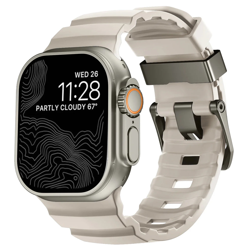 Ανταλλακτικό λουράκι για Apple Watch από παχύ λευκό σιλικόνη