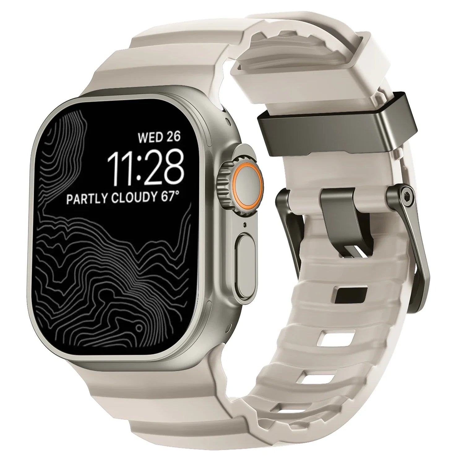 Ανταλλακτικό λουράκι για Apple Watch από παχύ λευκό σιλικόνη