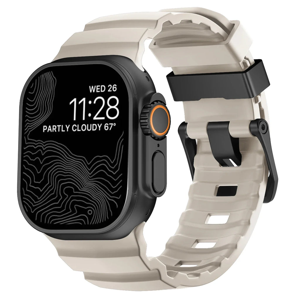Ανταλλακτικό λουράκι για Apple Watch από παχύ λευκό σιλικόνη