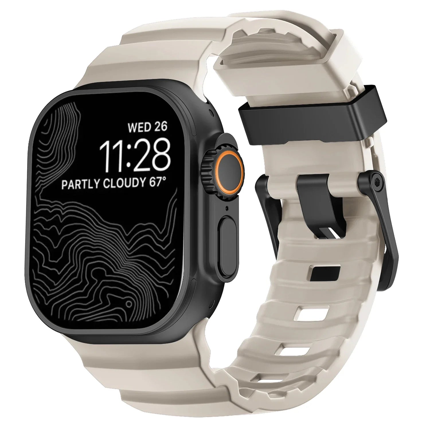 Ανταλλακτικό λουράκι για Apple Watch από παχύ λευκό σιλικόνη
