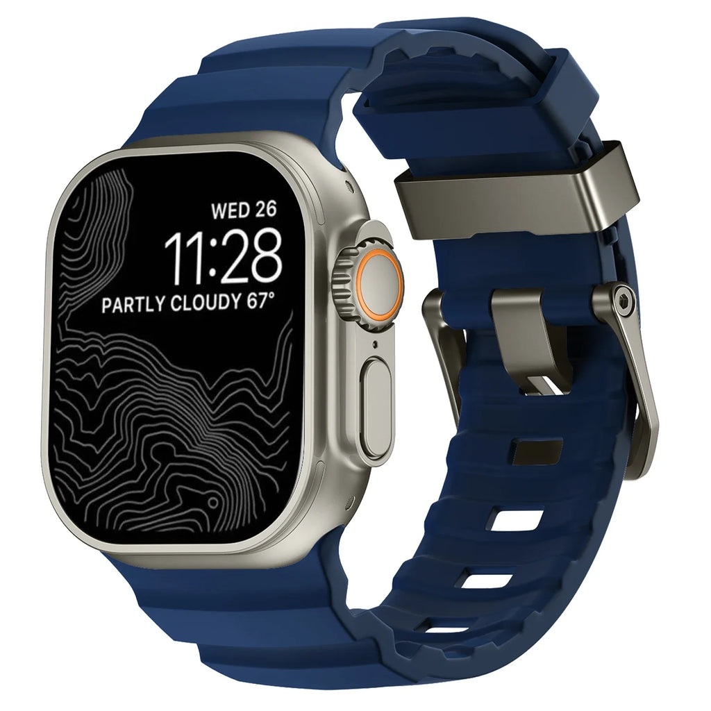 Ανταλλακτικό λουράκι για Apple Watch από παχύ μπλε σιλικόνη