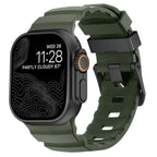 Ανταλλακτικό λουράκι για Apple Watch από παχύ πράσινο-μαύρο σιλικόνη