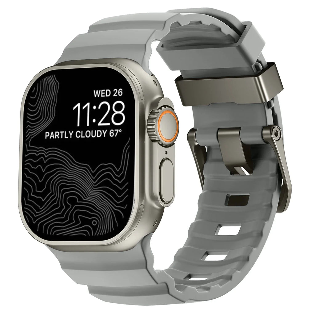 Ανταλλακτικό λουράκι για Apple Watch από παχύ γκρι σιλικόνη