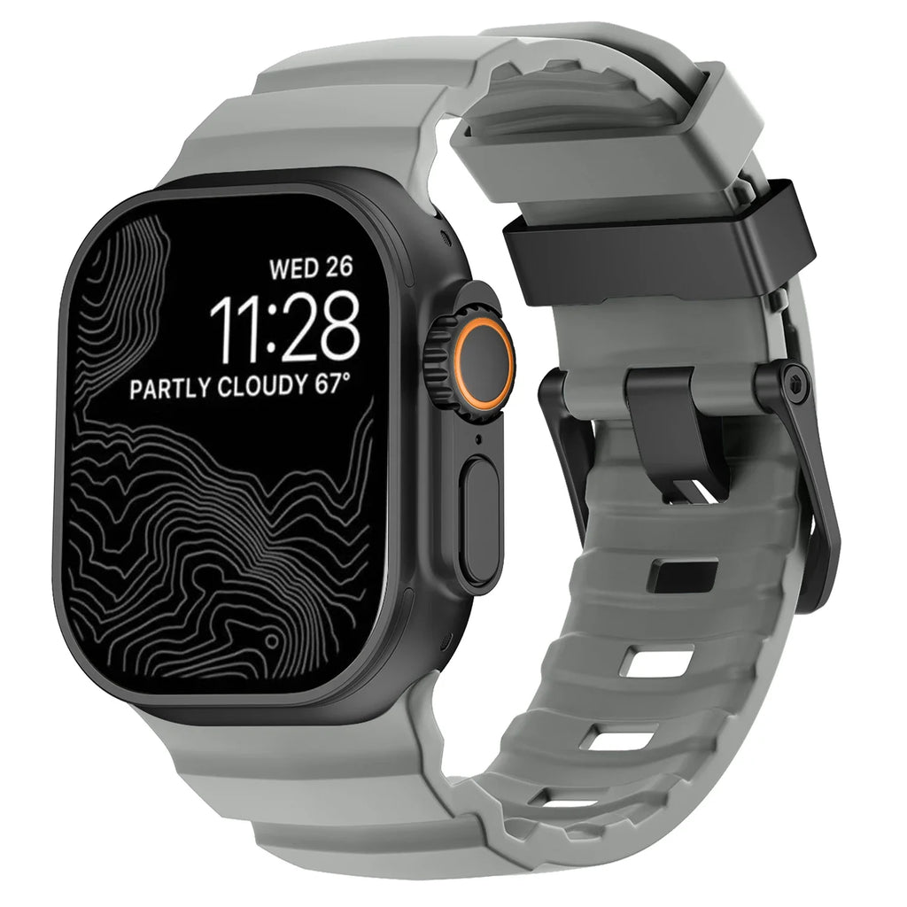 Ανταλλακτικό λουράκι για Apple Watch από παχύ γκρι σιλικόνη