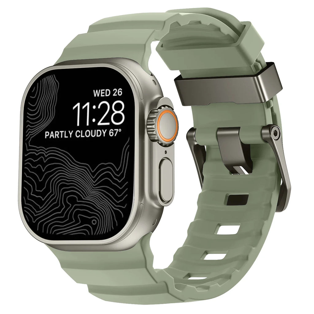 Ανταλλακτικό λουράκι για Apple Watch από παχύ πράσινο σιλικόνη