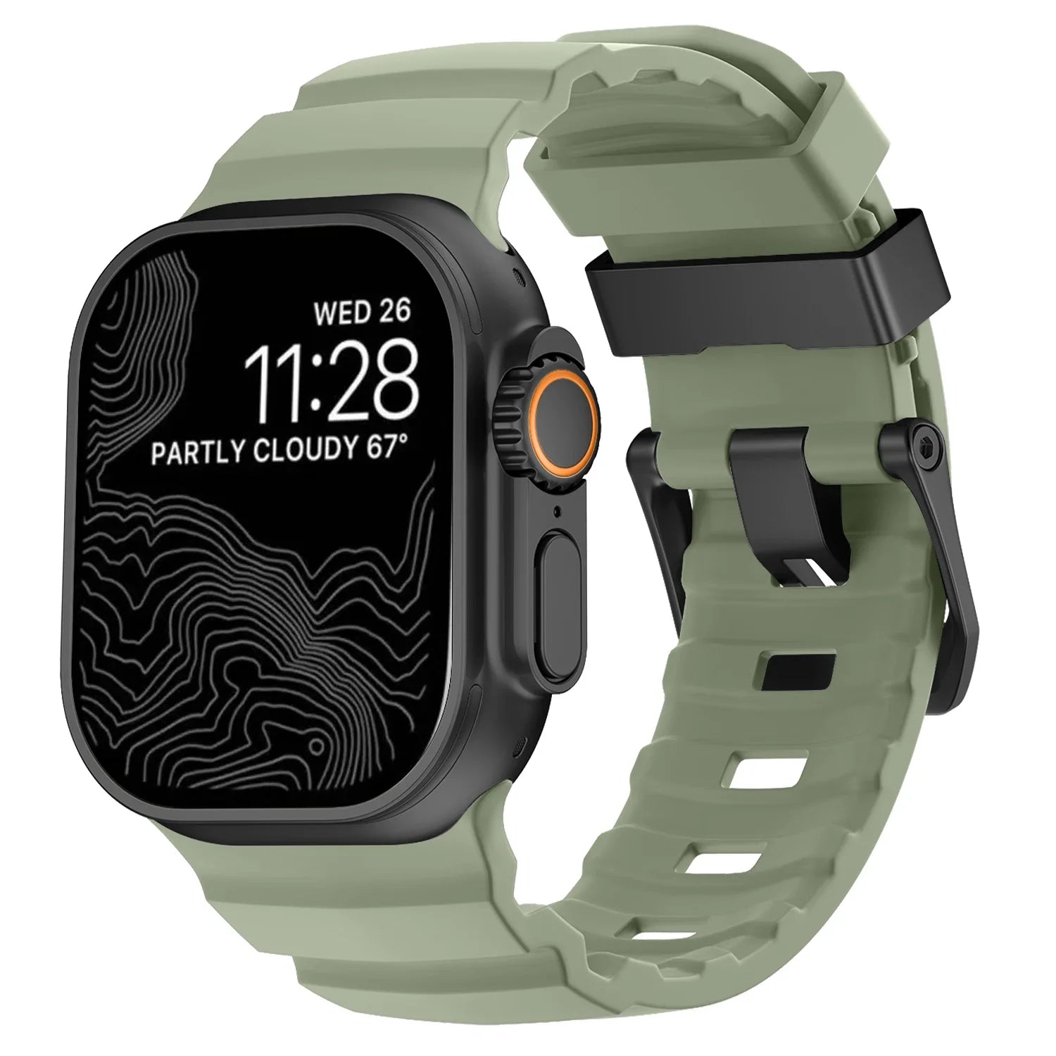 Ανταλλακτικό λουράκι για Apple Watch από παχύ πράσινο σιλικόνη