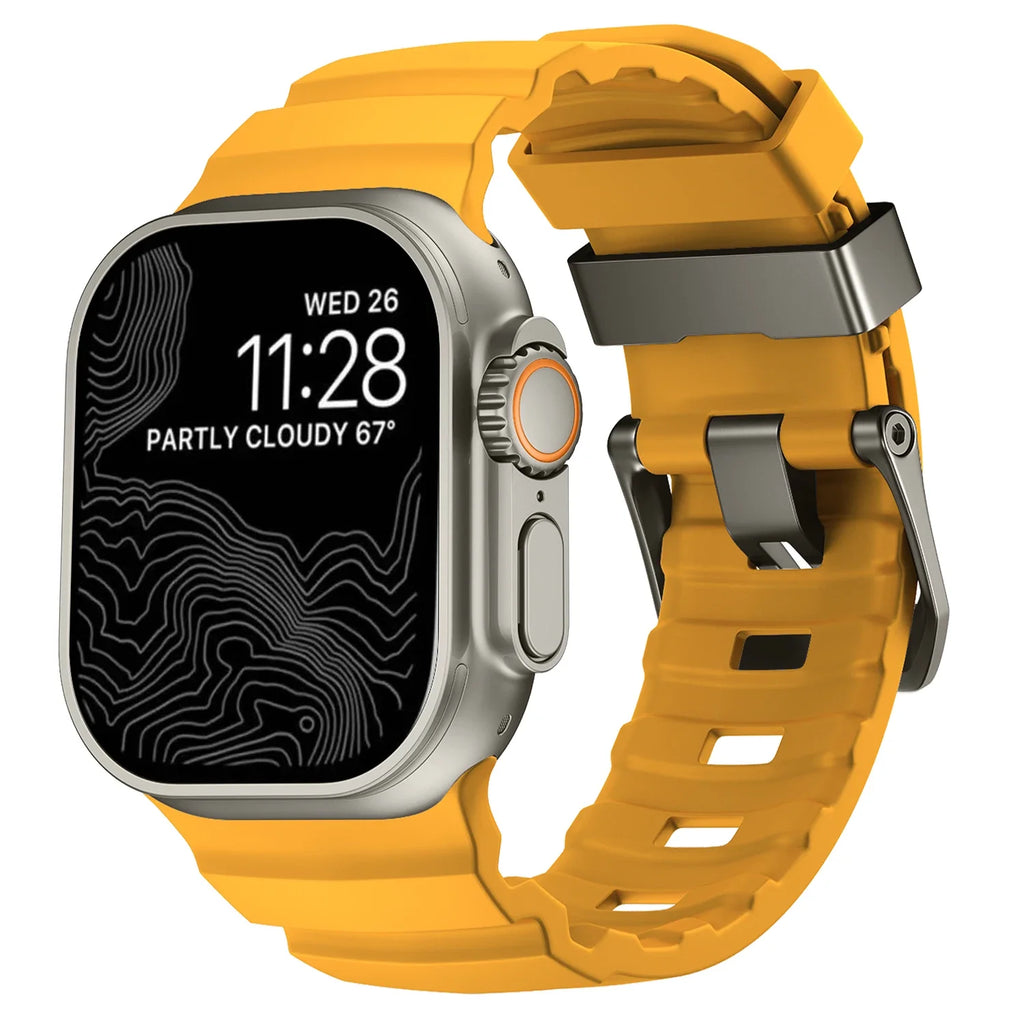 Ανταλλακτικό λουράκι για Apple Watch από παχύ κίτρινο σιλικόνη