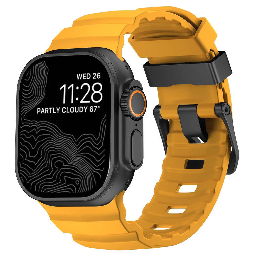 Ανταλλακτικό λουράκι για Apple Watch από παχύ κίτρινο σιλικόνη