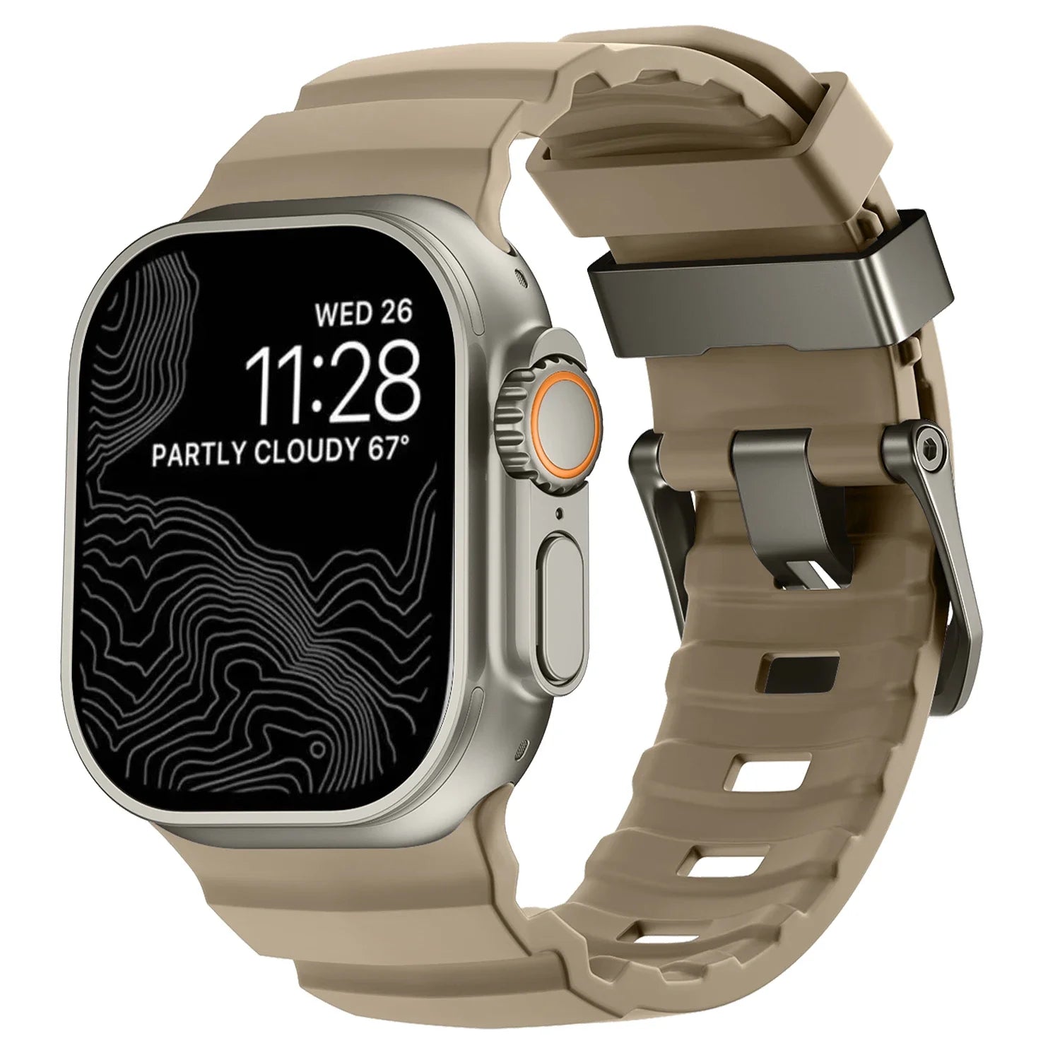 Ανταλλακτικό λουράκι για Apple Watch από παχύ καφέ σιλικόνη