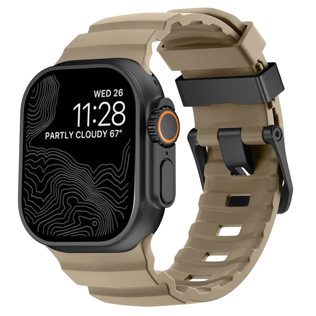 Ανταλλακτικό λουράκι για Apple Watch από παχύ μπεζ σιλικόνη