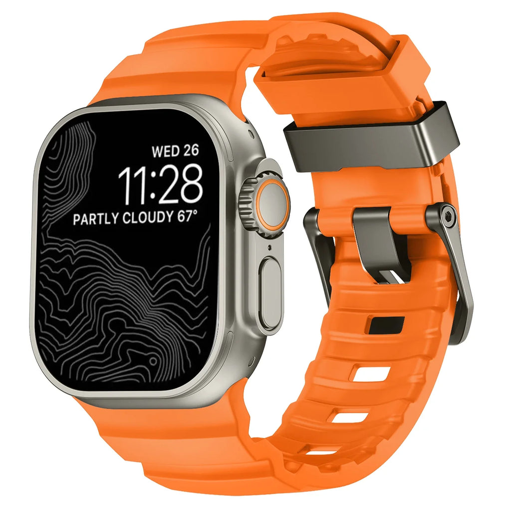 Ανταλλακτικό λουράκι για Apple Watch από παχύ πορτοκαλί σιλικόνη