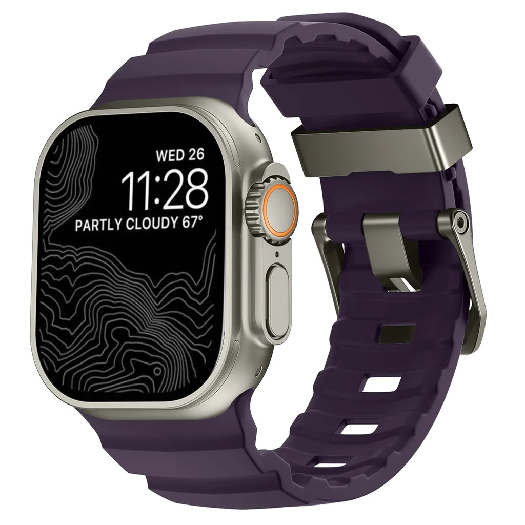 Ανταλλακτικό λουράκι για Apple Watch από παχύ μοβ σιλικόνη