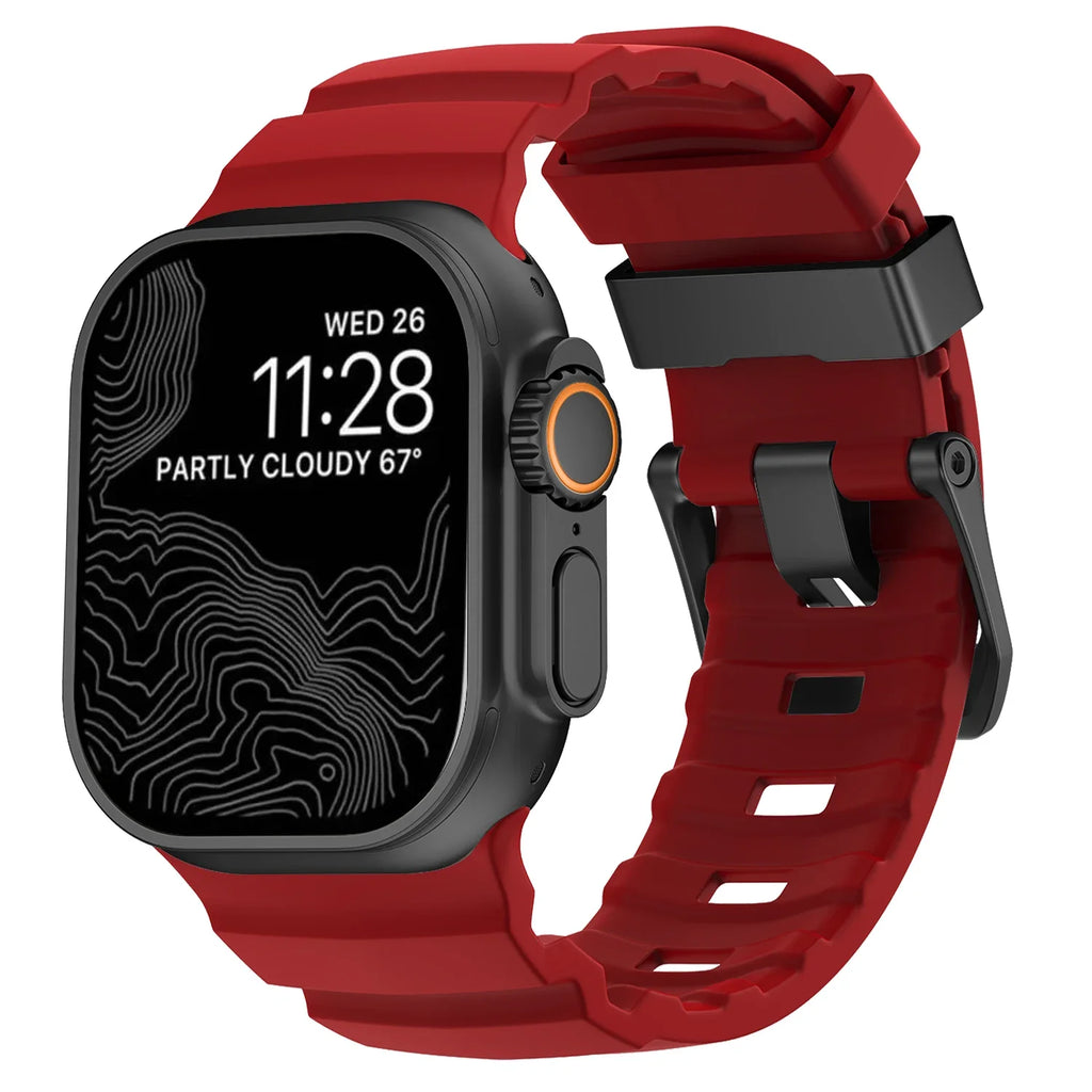 Ανταλλακτικό λουράκι για Apple Watch από παχύ κόκκινο σιλικόνη