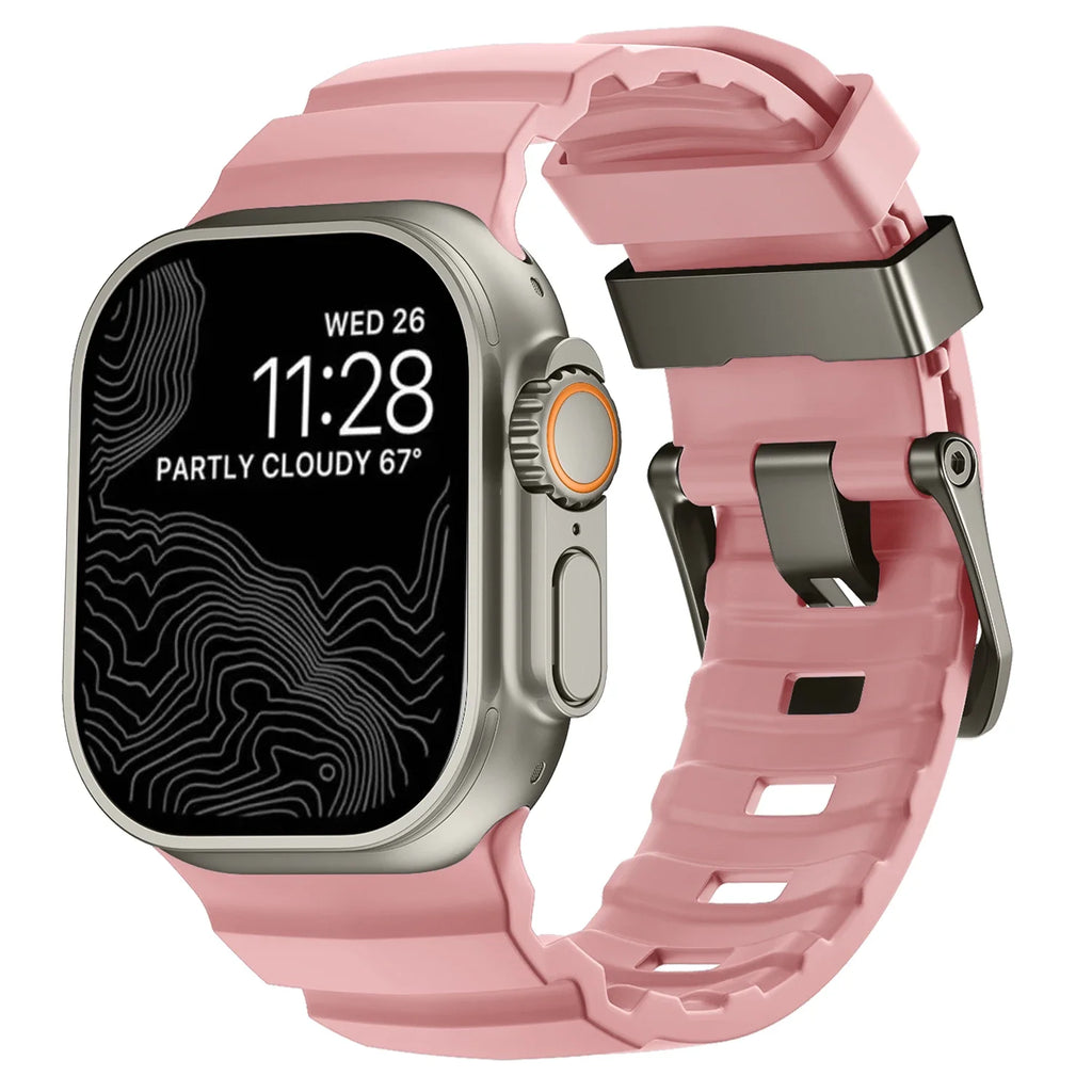 Ανταλλακτικό λουράκι για Apple Watch από παχύ ροζ σιλικόνη