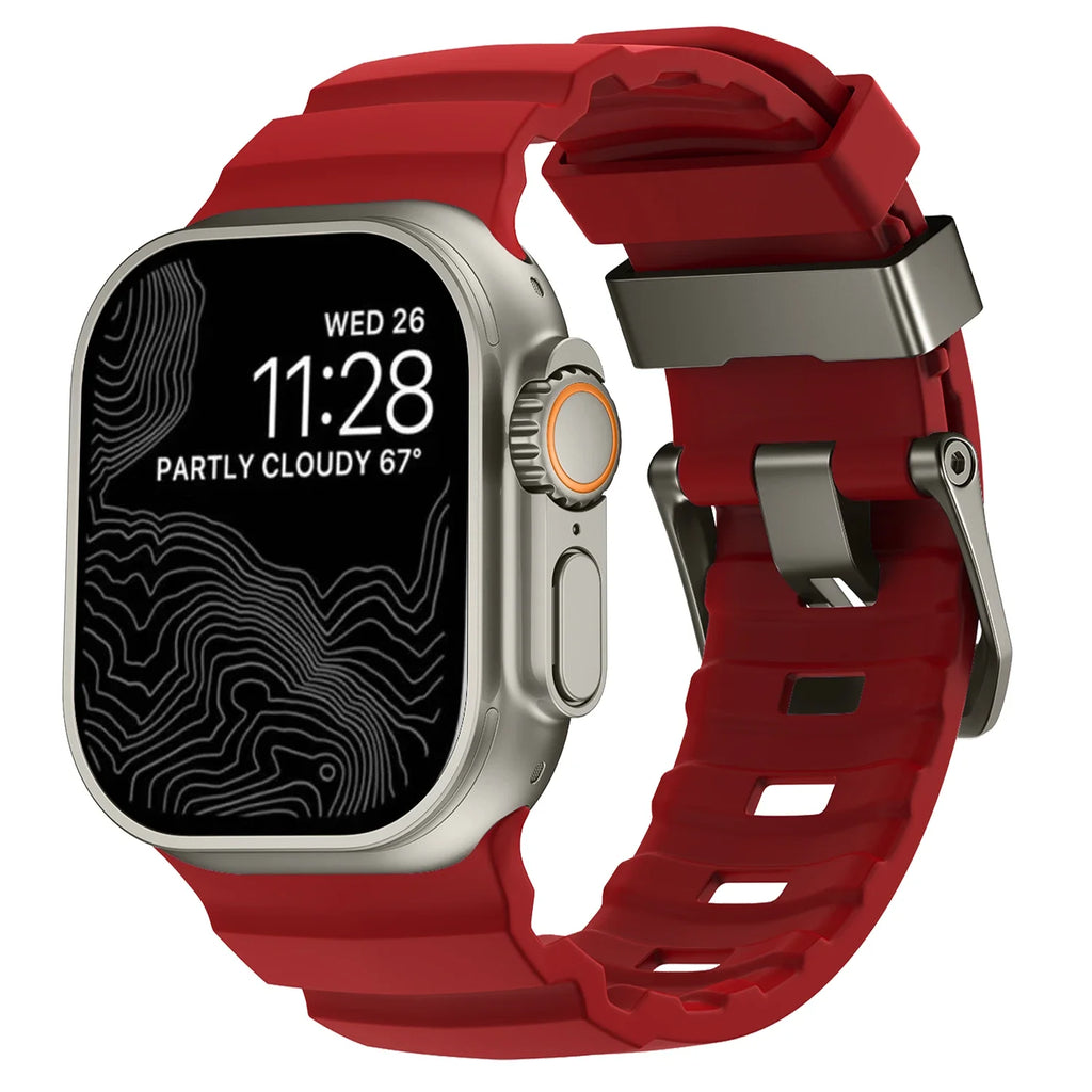 Ανταλλακτικό λουράκι για Apple Watch από παχύ κόκκινο σιλικόνη