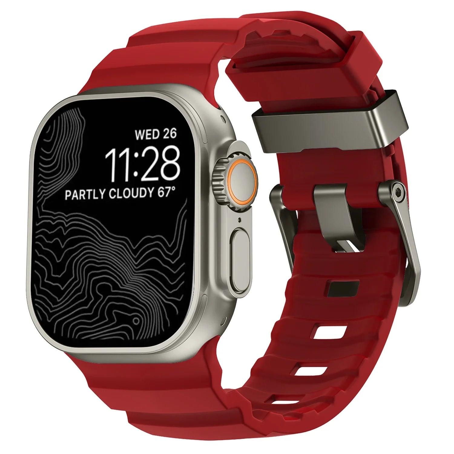 Ανταλλακτικό λουράκι για Apple Watch από παχύ κόκκινο σιλικόνη