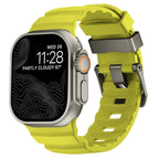 Ανταλλακτικό λουράκι για Apple Watch από παχύ πράσινο-κίτρινο σιλικόνη