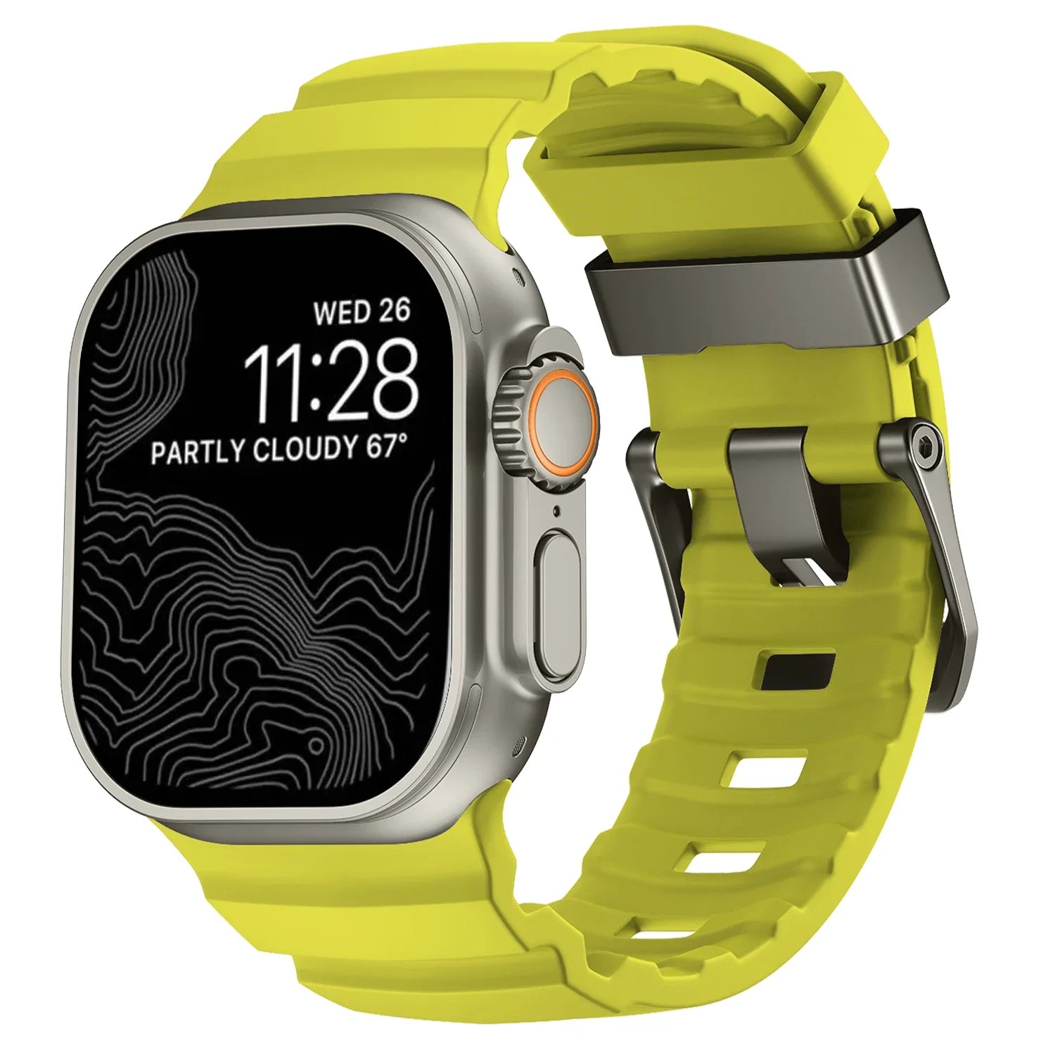 Ανταλλακτικό λουράκι για Apple Watch από παχύ πράσινο-κίτρινο σιλικόνη
