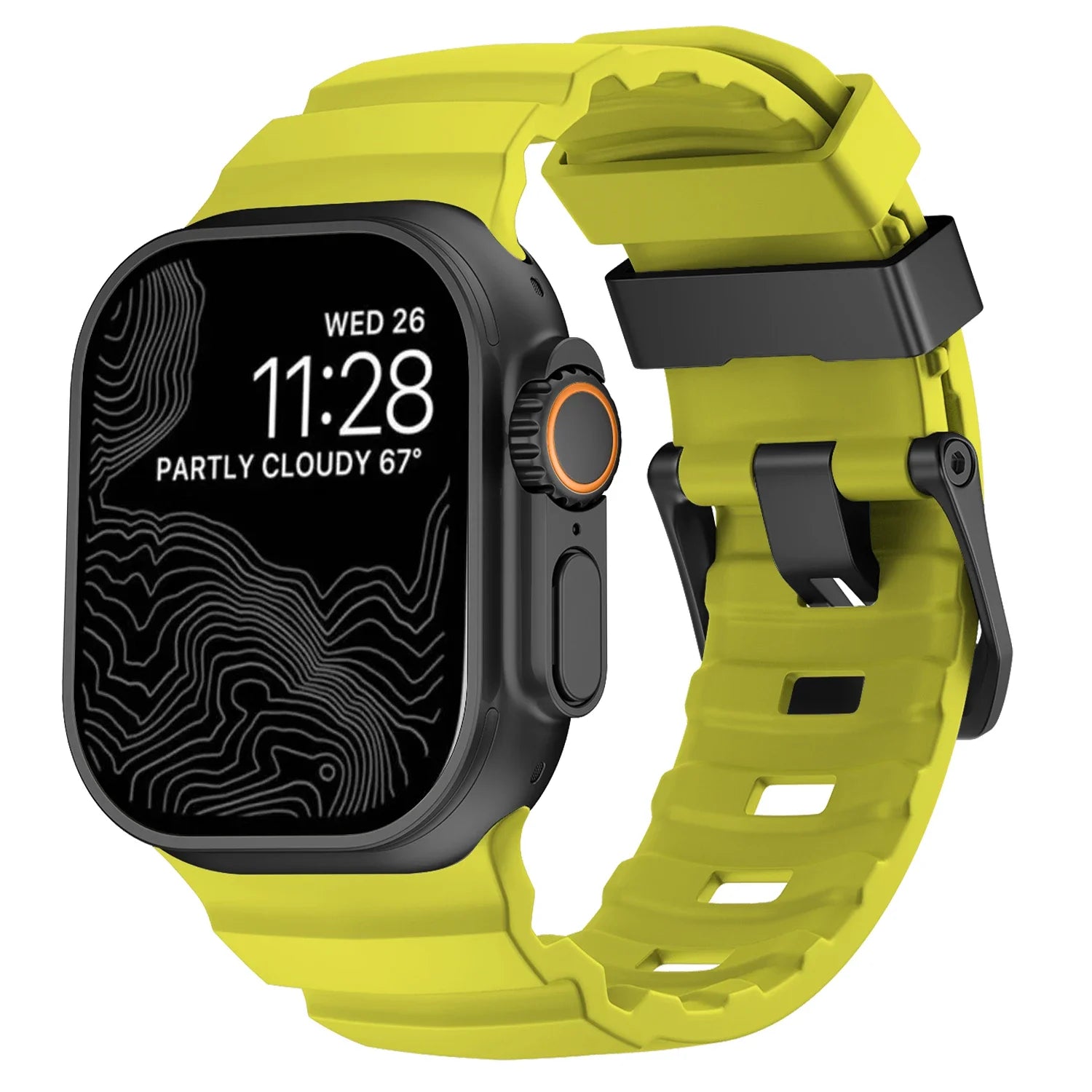 Ανταλλακτικό λουράκι για Apple Watch από παχύ κίτρινο-πράσινο σιλικόνη