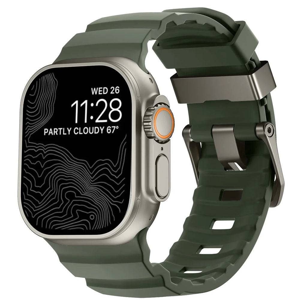 Ανταλλακτικό λουράκι για Apple Watch από παχύ πράσινο σιλικόνη