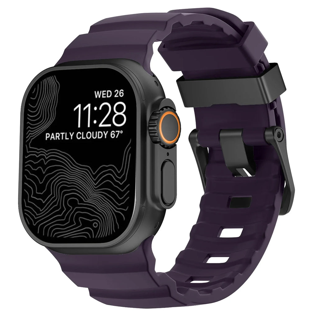 Ανταλλακτικό λουράκι για Apple Watch από παχύ μοβ σιλικόνη