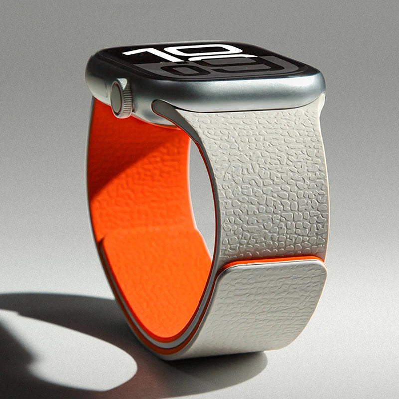 Ανταλλακτικό λουράκι για Apple Watch από μαγνητικό σιλικόνη γκρι πορτοκαλί