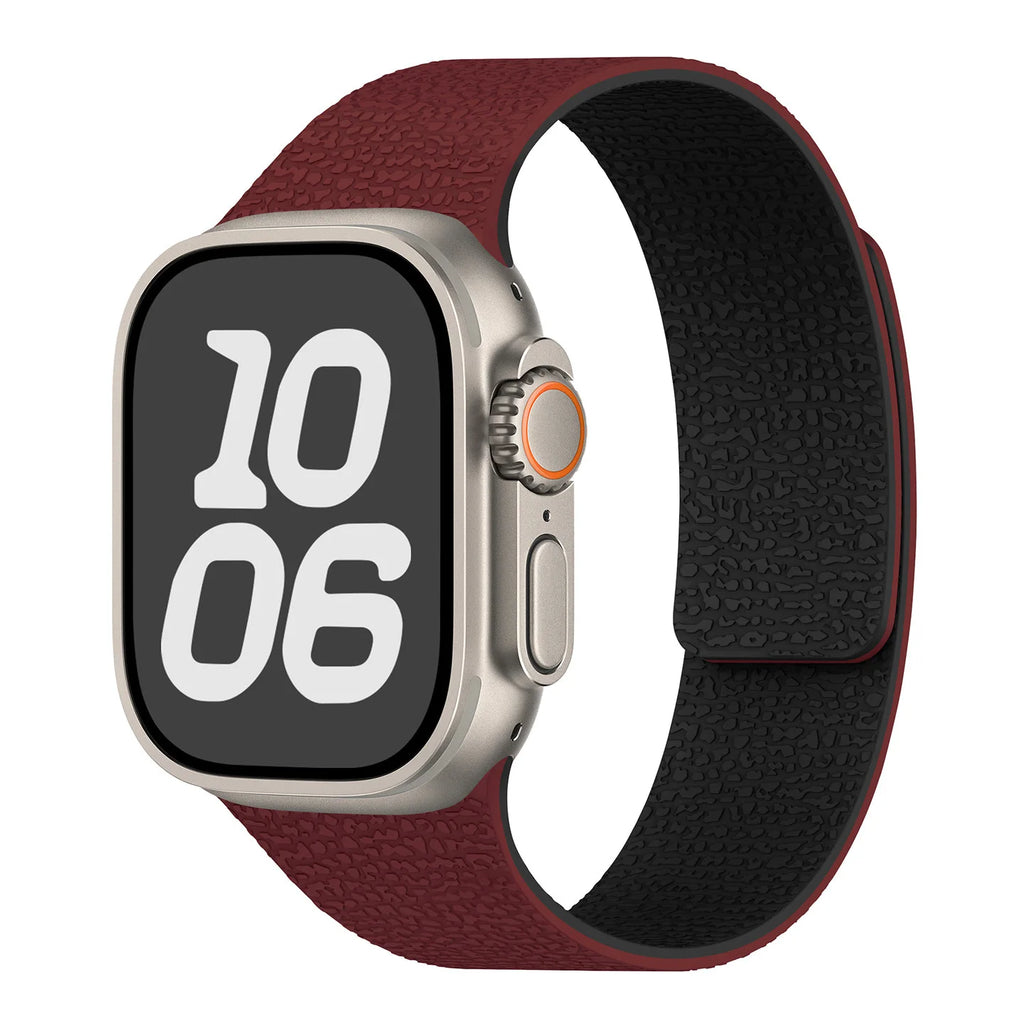 Ανταλλακτικό λουράκι για Apple Watch από μαγνητικό σιλικόνη κόκκινο μαύρο