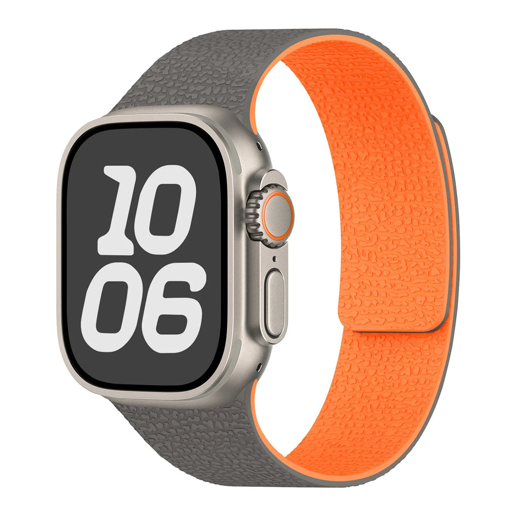 Ανταλλακτικό λουράκι για Apple Watch από μαγνητικό σιλικόνη γκρι πορτοκαλί