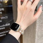 Ανταλλακτικό βραχιόλι για Apple Watch με στρας και χρυσές πέρλες και πέρλες