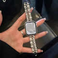 Ανταλλακτικό βραχιόλι για Apple Watch με στρας και ασημένιες πέρλες