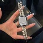 Ανταλλακτικό βραχιόλι για Apple Watch με στρας και ασημένιες πέρλες