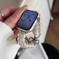 Ανταλλακτικό βραχιόλι για Apple Watch με στρας και λευκές πέρλες