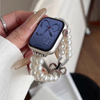 Ανταλλακτικό βραχιόλι για Apple Watch με στρας και λευκές πέρλες