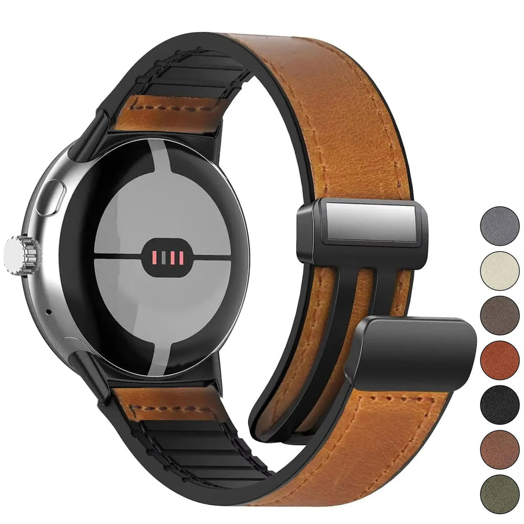 Ανταλλακτικό λουράκι για Google Pixel Watch 1, 2, 3, 4, 41 mm, 45 mm, από καφέ δέρμα 