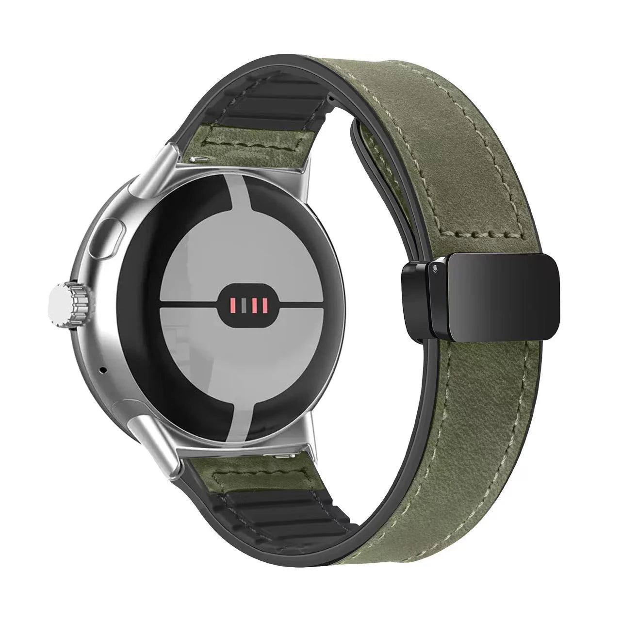 Ανταλλακτικό λουράκι για Google Pixel Watch 1, 2, 3, 4, 41 mm, 45 mm, από πράσινο δέρμα
