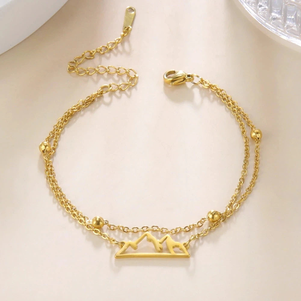 Βραχιόλι Διπλό με Μενταγιόν Βουνό χρυσό