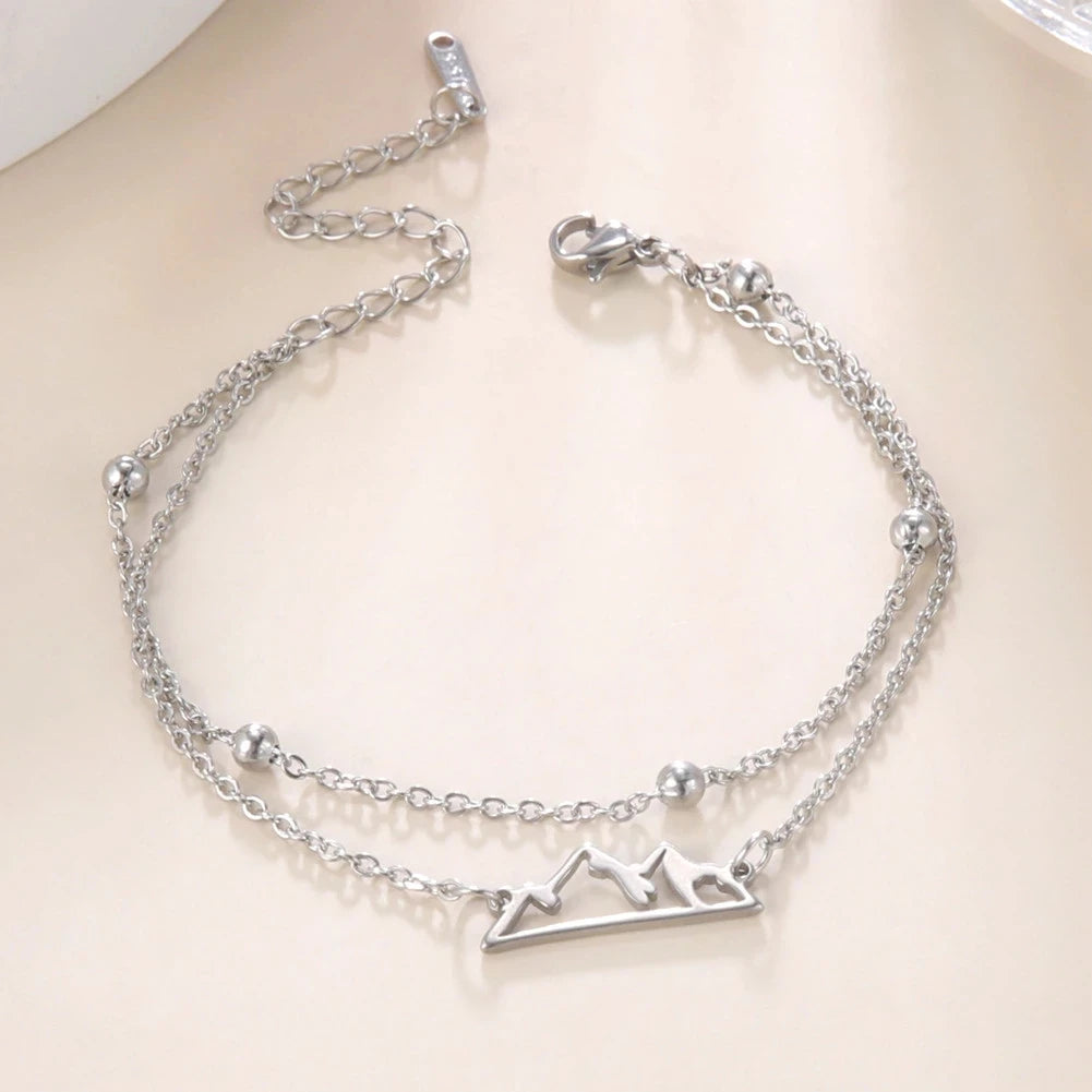 Bracelet Double avec Pendentif Montagne argent