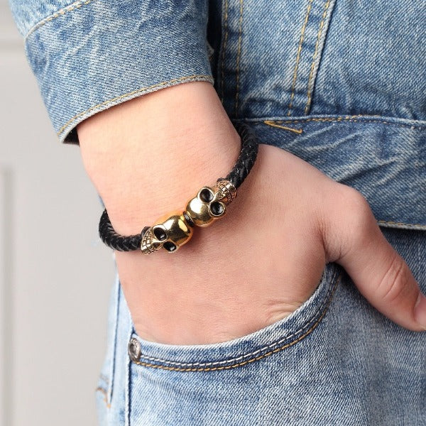 Βραχιόλι Διπλό Κρανίο 