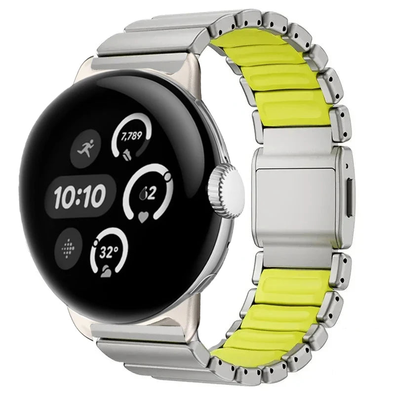 Μπρασελέ από ανοξείδωτο ατσάλι για το Google Pixel Watch 3, 4, 45mm γκρι και πράσινο μήλο