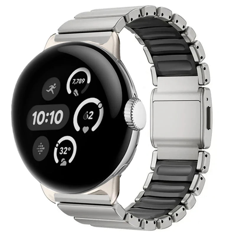 Μπρασελέ από ανοξείδωτο ατσάλι για το Google Pixel Watch 3, 4, 45mm ασημί και μαύρο