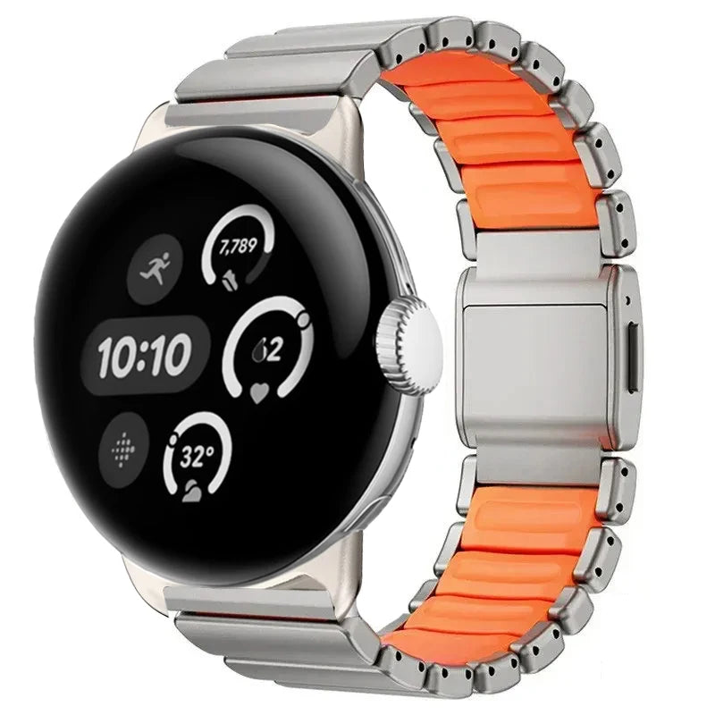 Μπρασελέ από ανοξείδωτο ατσάλι για το Google Pixel Watch 3, 4, 45mm ασημί και πορτοκαλί
