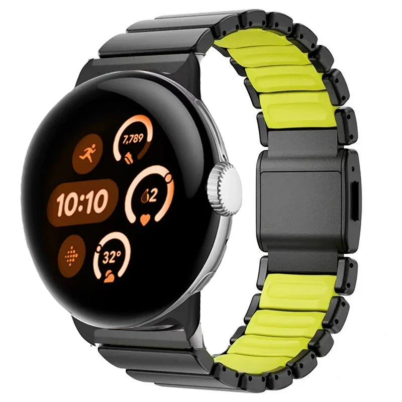 Μπρασελέ από ανοξείδωτο ατσάλι για το Google Pixel Watch 3, 4, 45mm μαύρο και κίτρινο