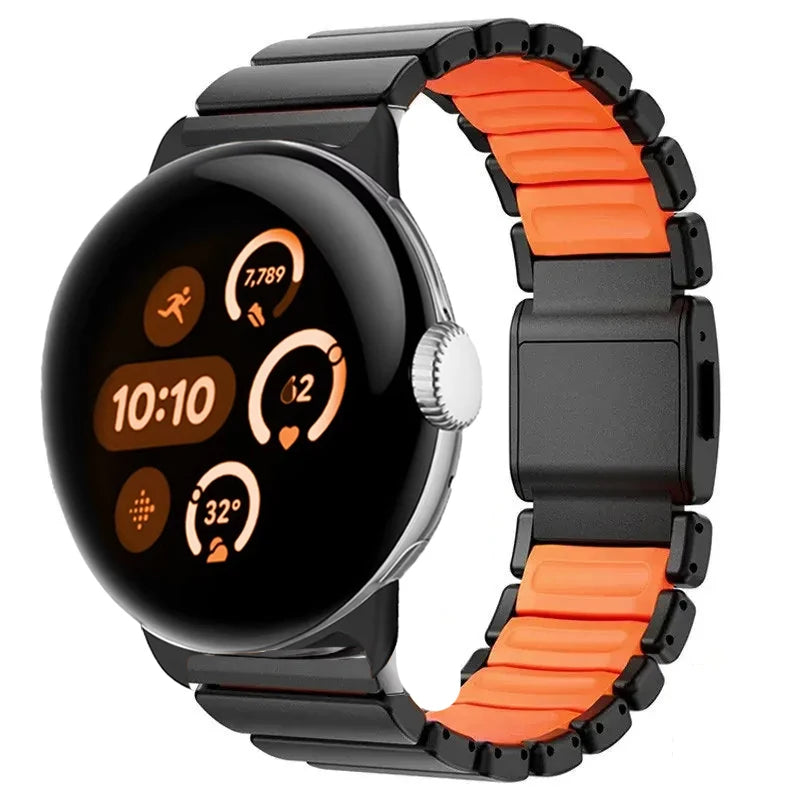Μπρασελέ από ανοξείδωτο ατσάλι για το Google Pixel Watch 3, 4, 45mm μαύρο και πορτοκαλί