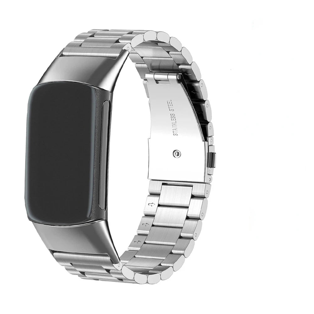 Μπρασελέ από ατσάλι για το ρολόι Fitbit Charge 5, Charge 6 ασημί