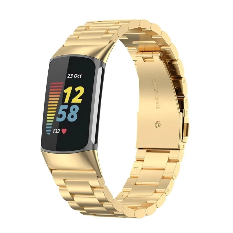 Μπρασελέ από ατσάλι για το ρολόι Fitbit Charge 5, Charge 6 χρυσό
