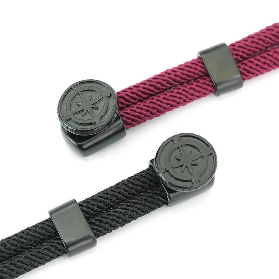 Bracelet en Corde avec Boussole Noire Rose des Vents 