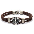 Βραχιόλι με σχοινί και πυξίδα ροζέτα ανέμων καφέ